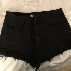 Black denim short shorts